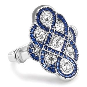 Rhinestone Decor Silver Ring